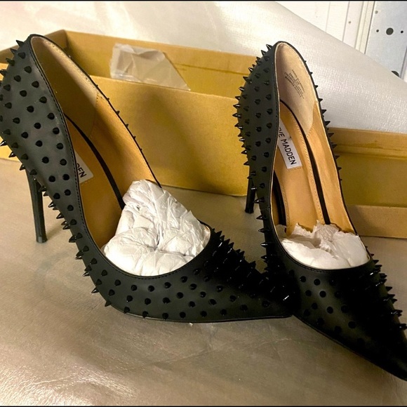 Steve Madden Shoes - Steve Madden Spiked Heels - Studded Matte Black Pumps